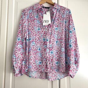 Zara Floral Satin Blouse